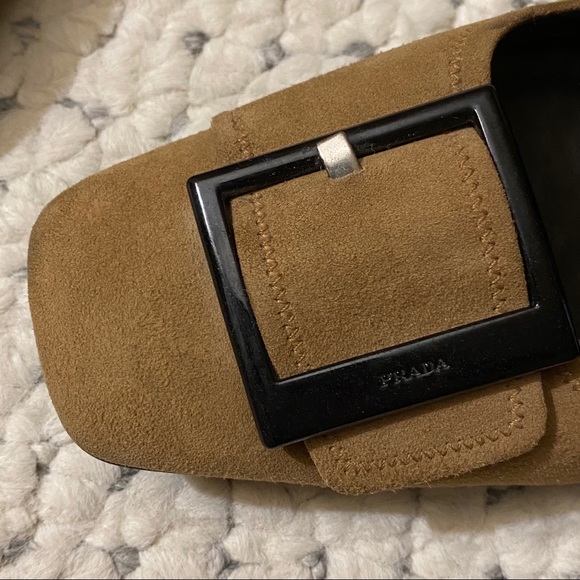 PRADA Kitten Heels Iconic Mod Buckle Square Toe 41 11 - Picture 9 of 13